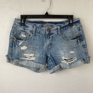 Decree Light Blue Distressed Jean Shorts
